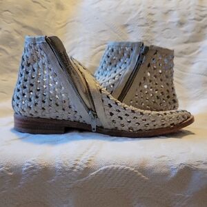 Free People Woven Cream Ankle Booties